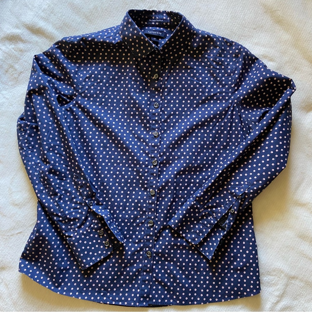 Land’s End No Iron Supima 6P Long Sleeve Blouse